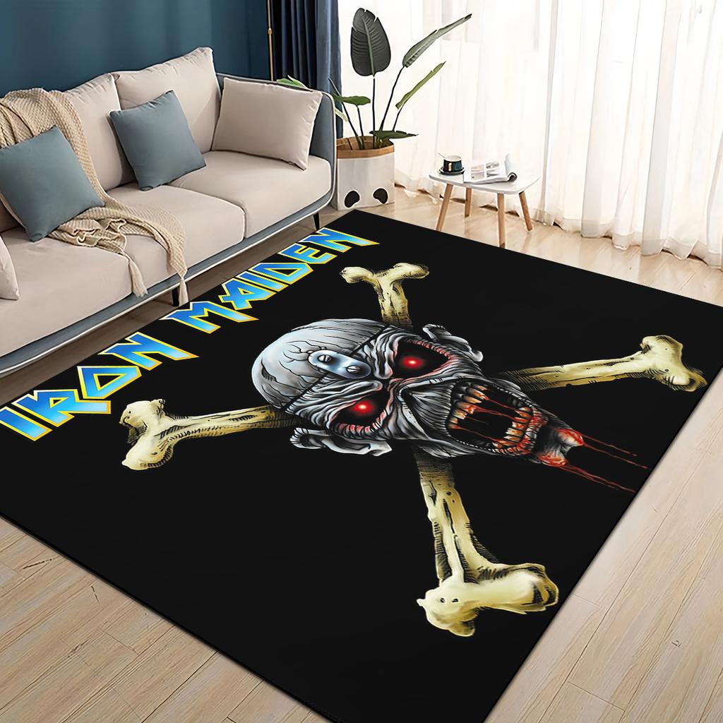 3D I-RON M-Maidens Meital Band Carpet Rug for Living Room Bedroom Home Sofa Decoration,Kids Play Non-slip Floor Mat