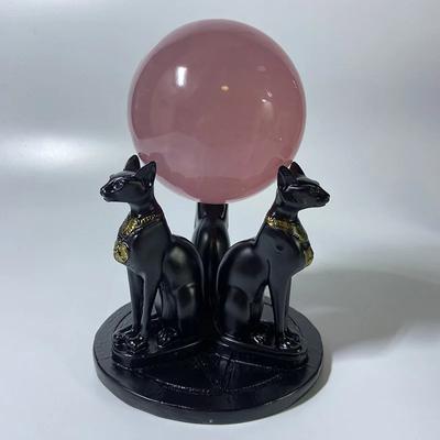 Adorno de base de bola de cristal de resina con forma de gato mago, estante tipo bola, adorno creativo para oficina, hogar, decoración de escritorio