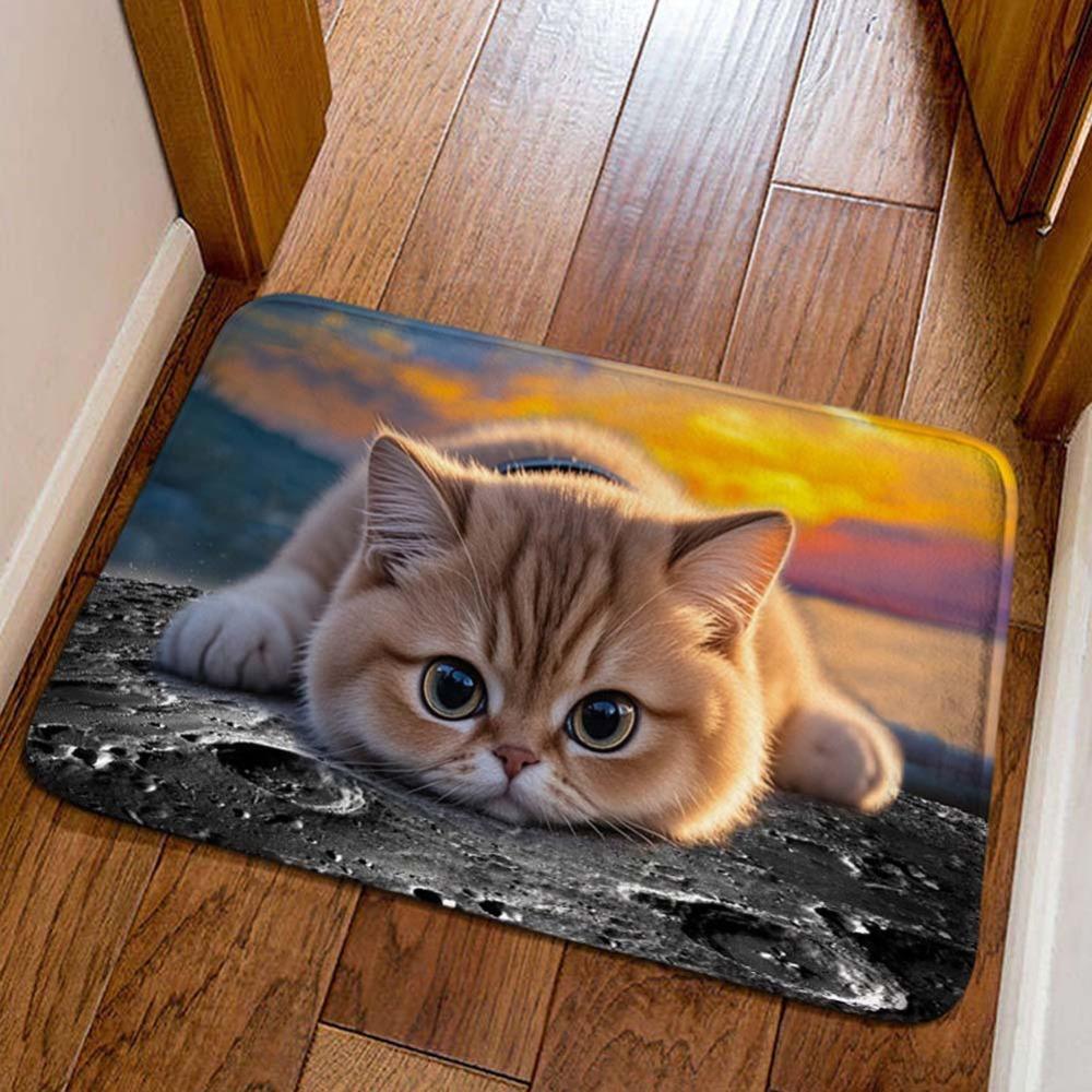 Cat Pattern Optical Illusion Doormat Non-slip Bedroom Door Rug Bathroom Carpet  Home Decor