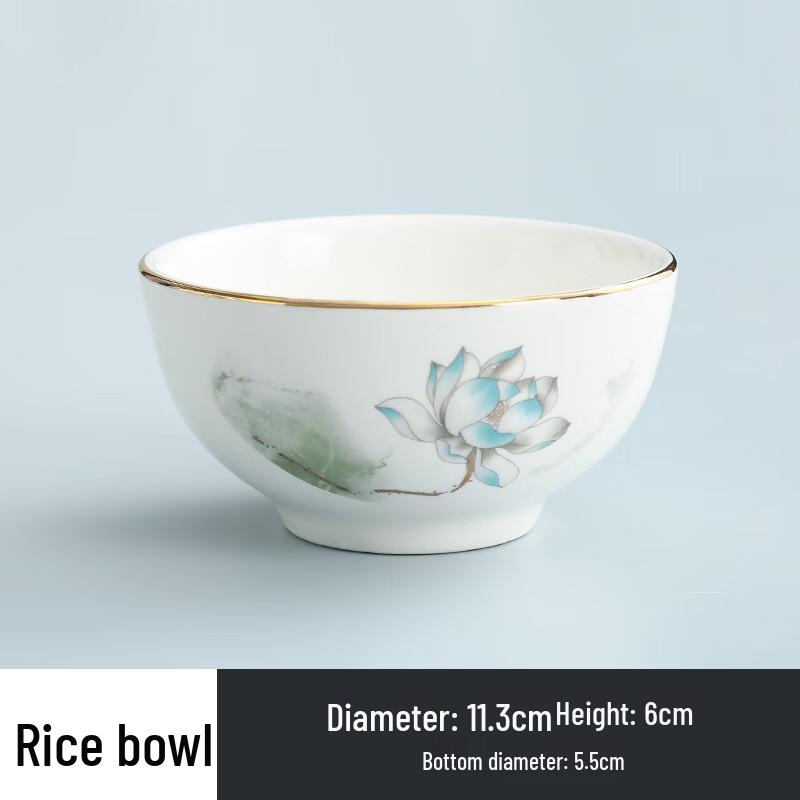 Tianyajing Elegant Gold Rim Ceramic Rice Bowl