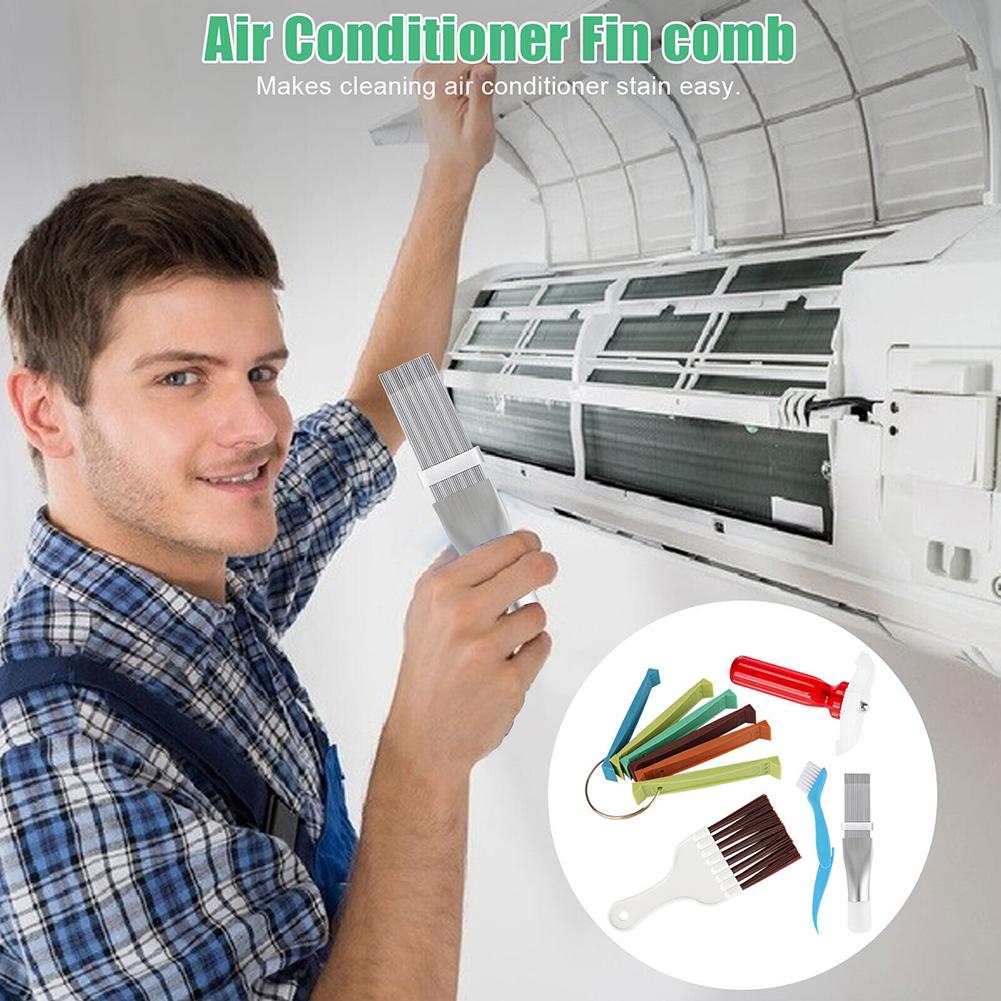 5pcs Air Conditioner Fin Cleaner Set 3 Different Condenser Fin Straightener 2 Different Condenser Brush Clean Set