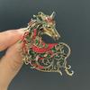 Broches Vintage de Cabeza de Caballo con Pedrería para Mujer Pines de Animales del Zodiaco Accesorios Casuales para Fiesta Regalos Amigos