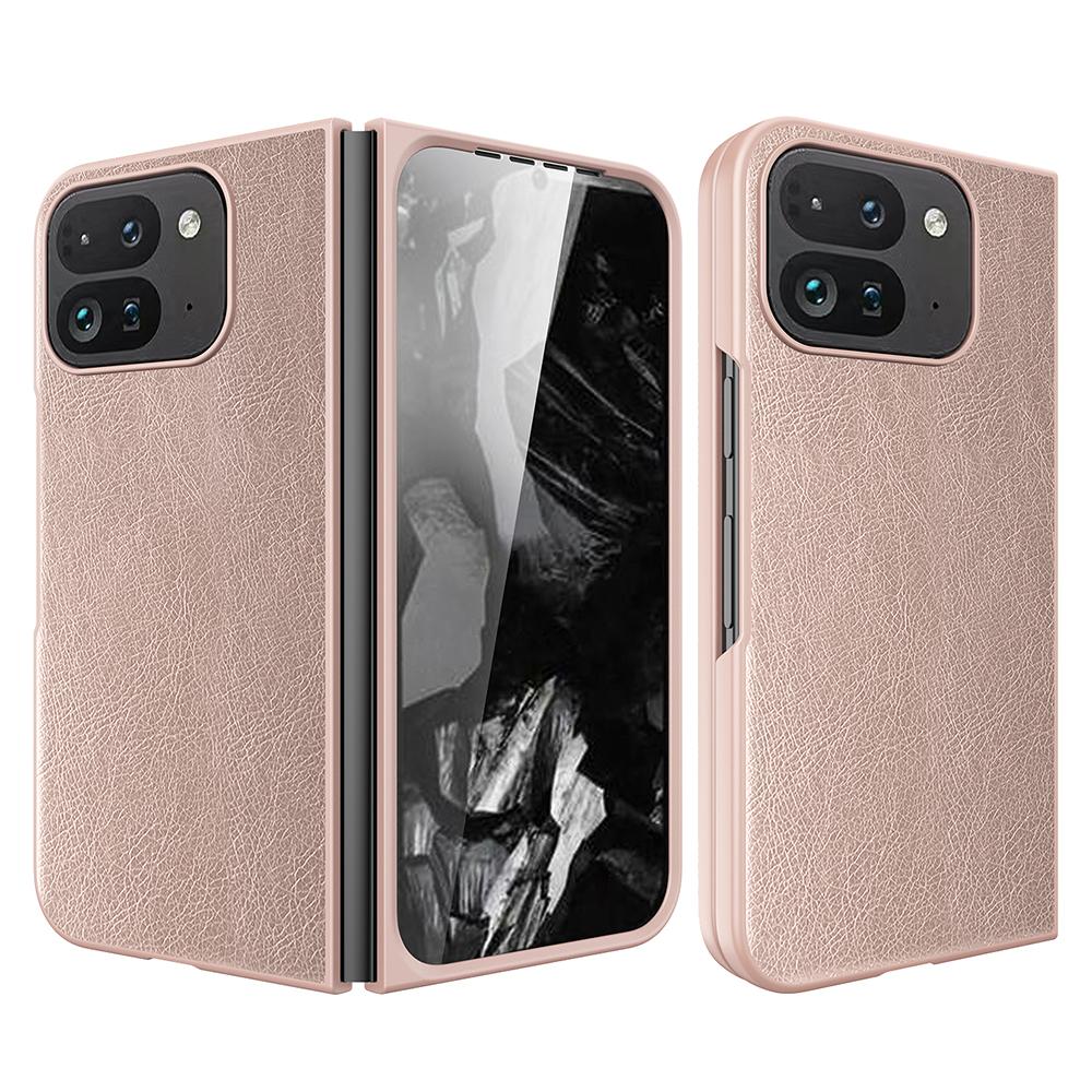 For Google Pixel Fold 2 Case Litchi Texture Leather+PC Phone Cover with Tempered Glass Film