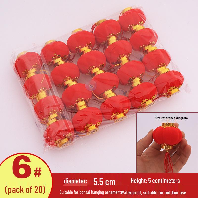 Handmade Red Flocked Lantern Ornaments for Trees: Chinese-Style New Year and Wedding Decorations