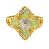 Medieval Vintage Colored Enamel Flower Butterfly Opening Ring Female Retro Niche High-End Light Luxury Ring