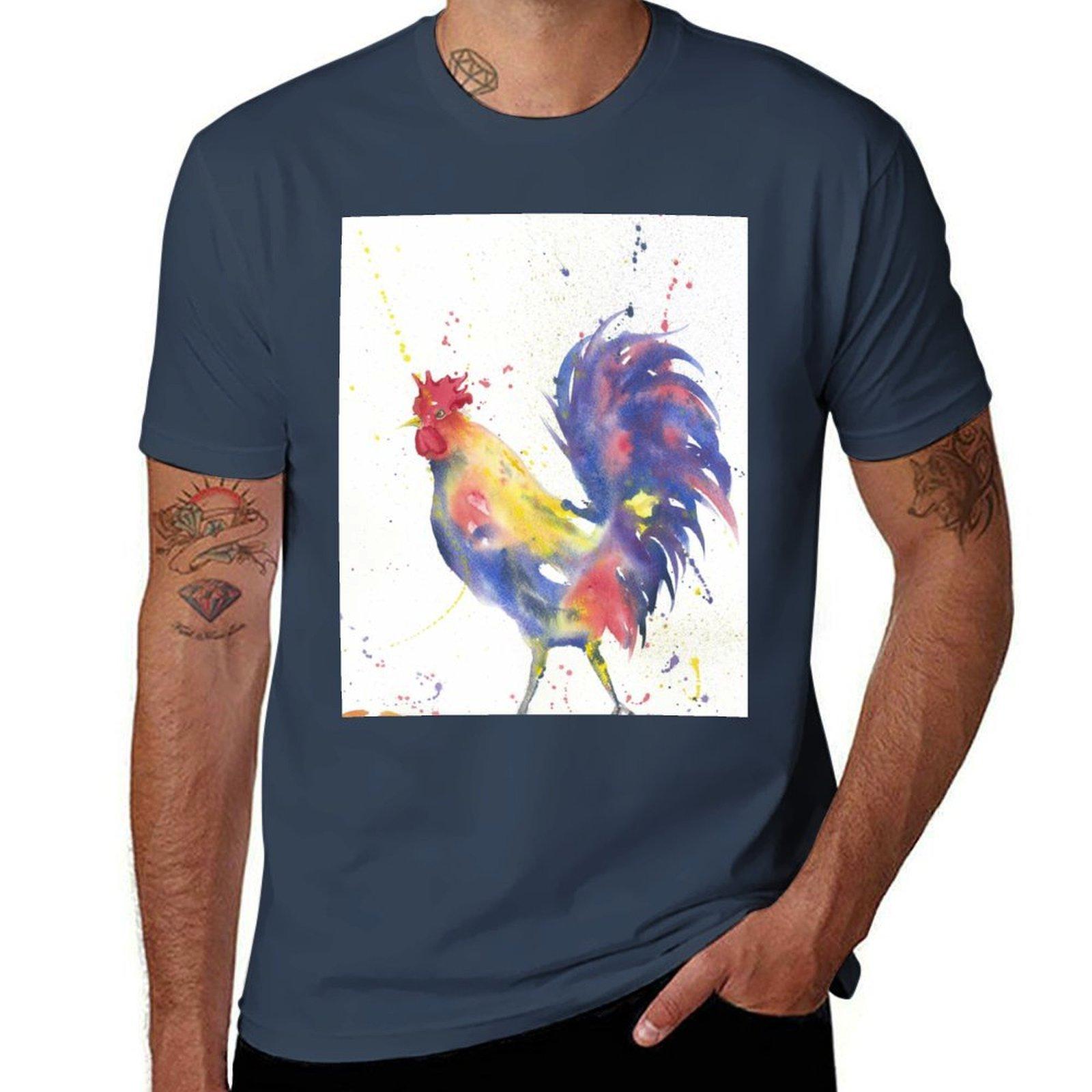 Rainbow Rooster Tshirt Sun Block Outdoor Tshirt S