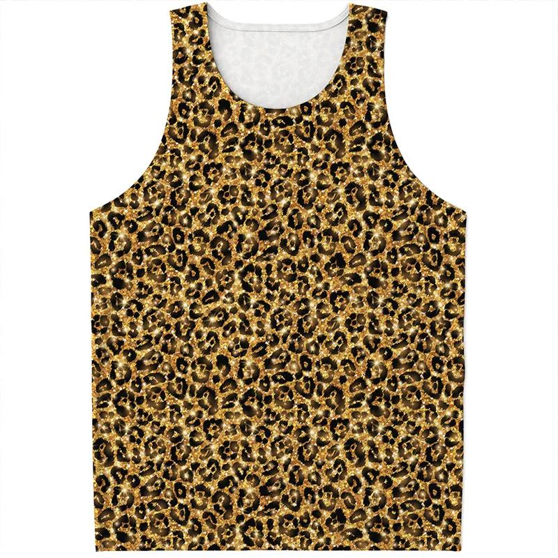 Unterhemd 3D-Druck Leopard Tanktop Für Herren Sommer Lässig Ärmelloses T-Shirt Tierhaut Grafik Sporttops