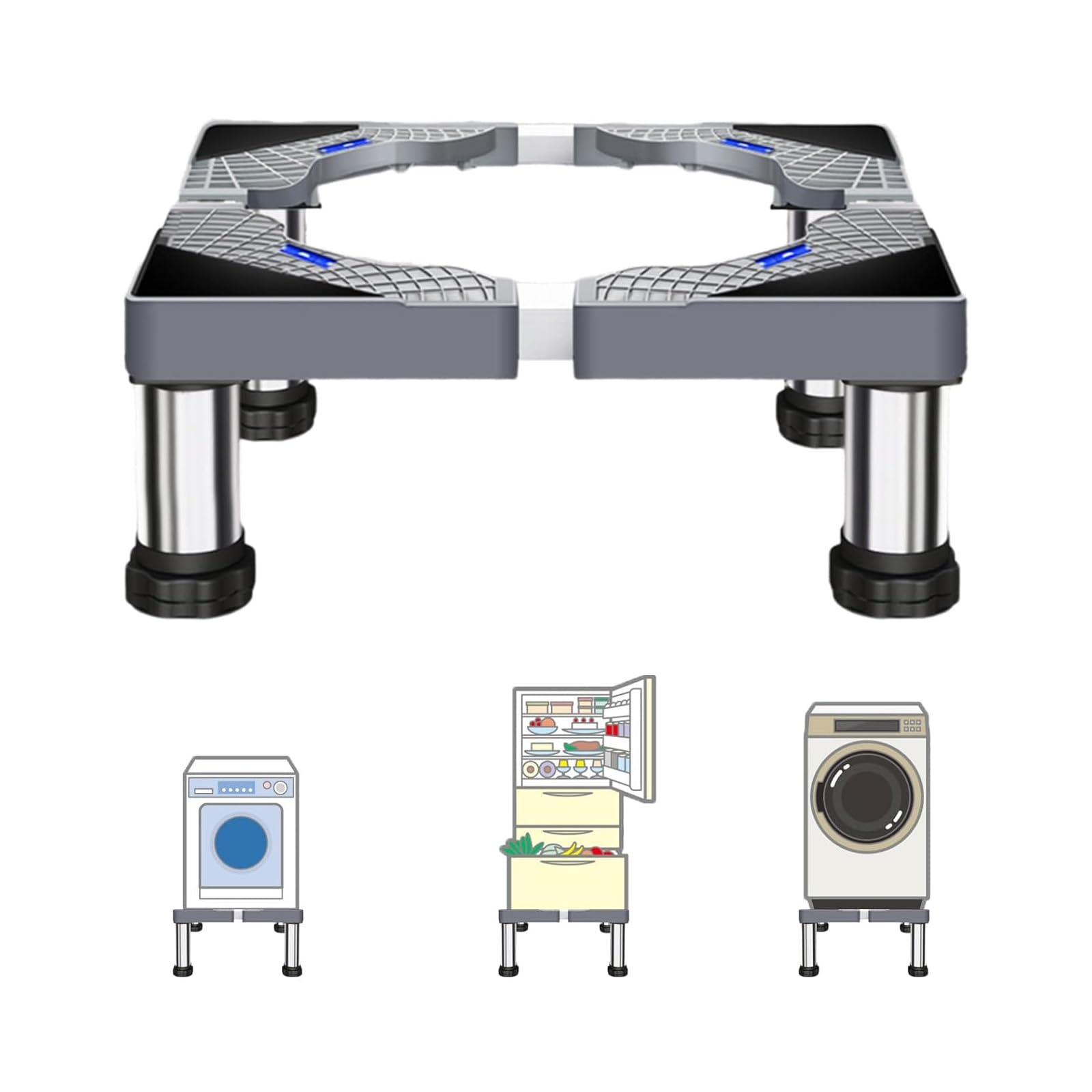 

Washing Machine Washing Machine Height Adjustable Width Adjustable 150kg Weight Dryer Refrigerator Raises Waterproof Pan Stand, Raiser, 13-16cm, сірий колір