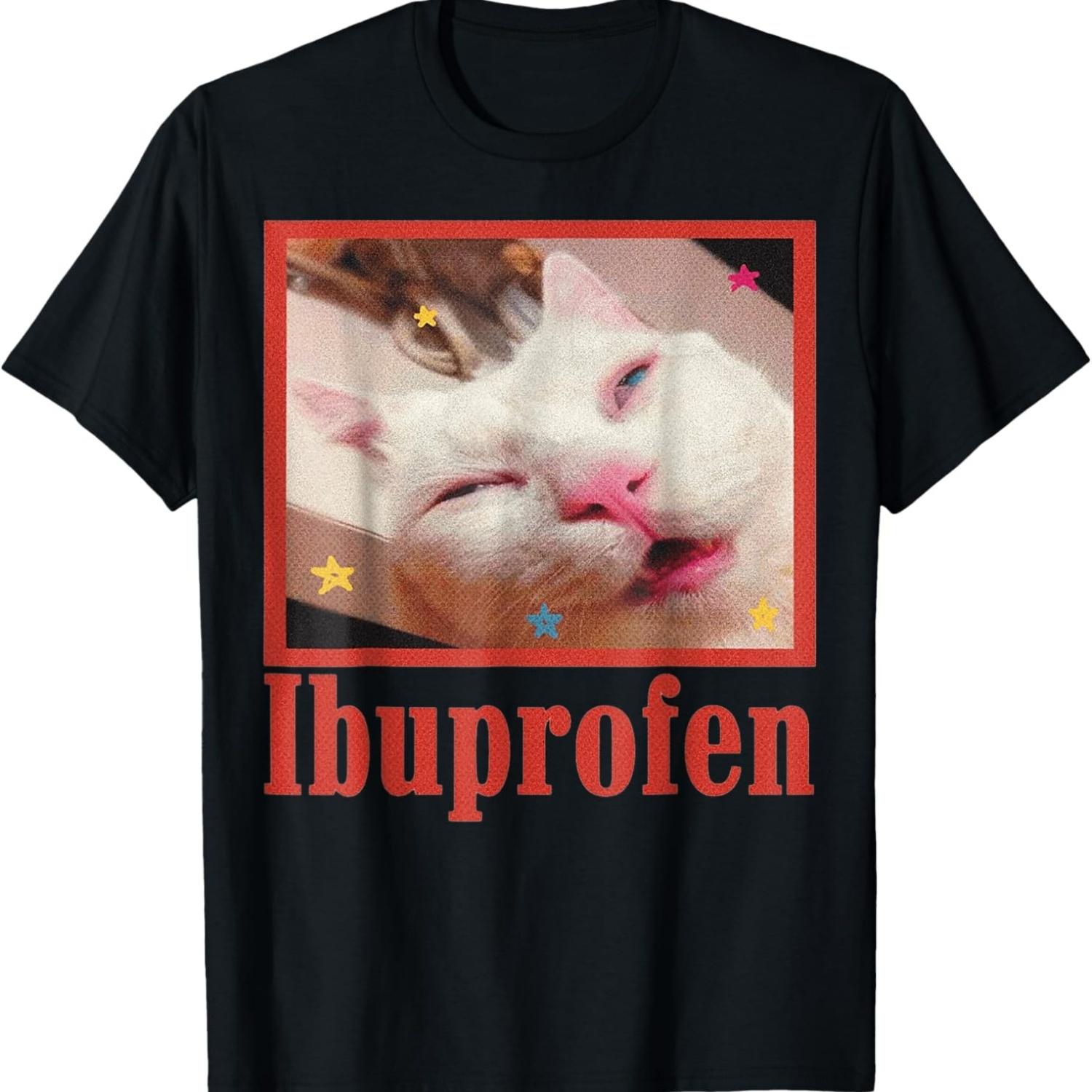 

Funny Ibuprofen Cat Hilarious Cat Meme Women Men Kids T-Shirt(2) S чёрный
