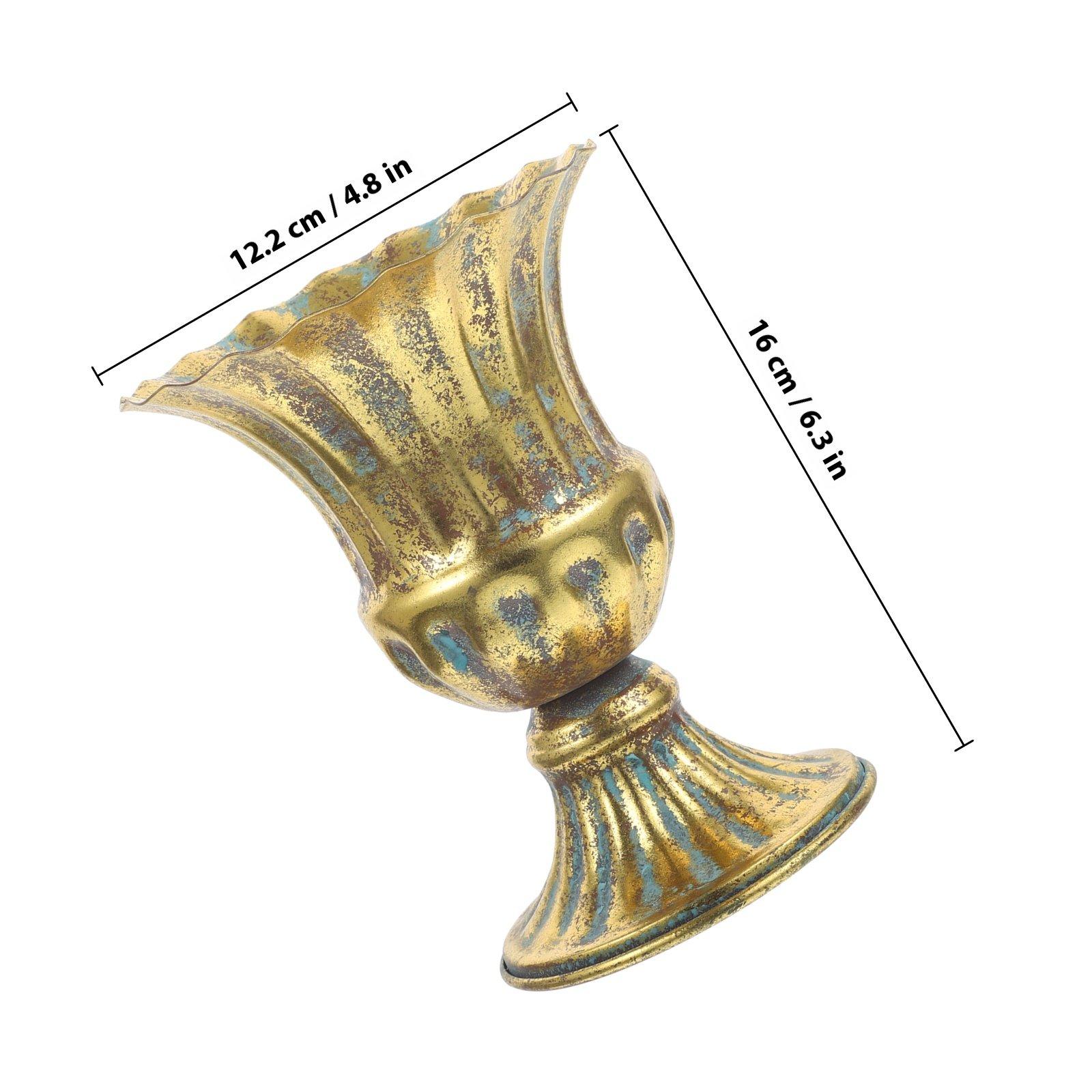 Metal Flower Vase Vintage Style Retro Iron Vase Household Decoration Dried Flower Arrangement Pot Decorative Planter for Home золотистый
