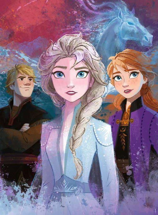 Puzzle 300 pièces XXL : La Reine des Neiges 2 (Frozen 2) : Elsa, Anna et Kristoff