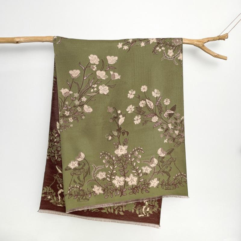 

Сладкий и милый кролик садовый двусторонний жаккардовый шарф девочки зимняя утолщенная шаль студенты теплый шарф 180x65cm зелёный