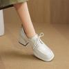 Fashion New Spring Autumn Split Leather Loafers Woman Shoes Chunky Heel Square Toe Platform Shoes for Women High Heels Women Pumps