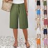 Ladies, Casual Pants, Fashionable, Solid Color, Cropped Pants, Mid Length Pants