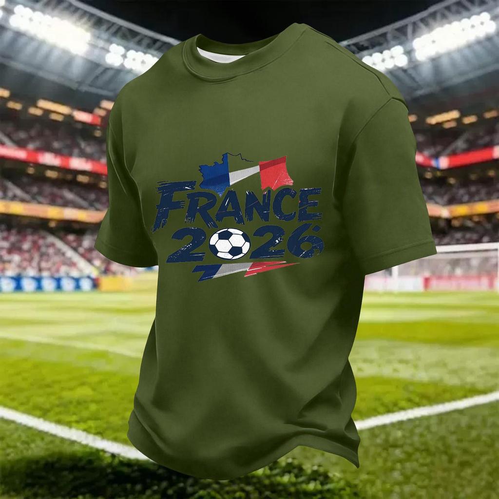 Men's Quick Dry Short Sleeve T-Shirt with Soccer Print, Breathable Mesh, Lightweight, Neck, Casual