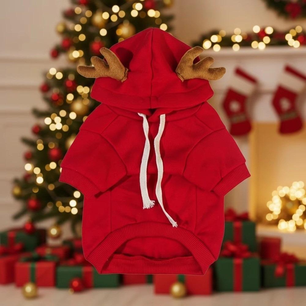 With Pockets Pet Elk Cosplay Costume Thickened Fleece Lining Cat Christmas Costume for Dog Cat