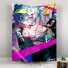 Futuristic Anime Girl in Neon Colors Patterned tapestry for bedroom and living room home decor