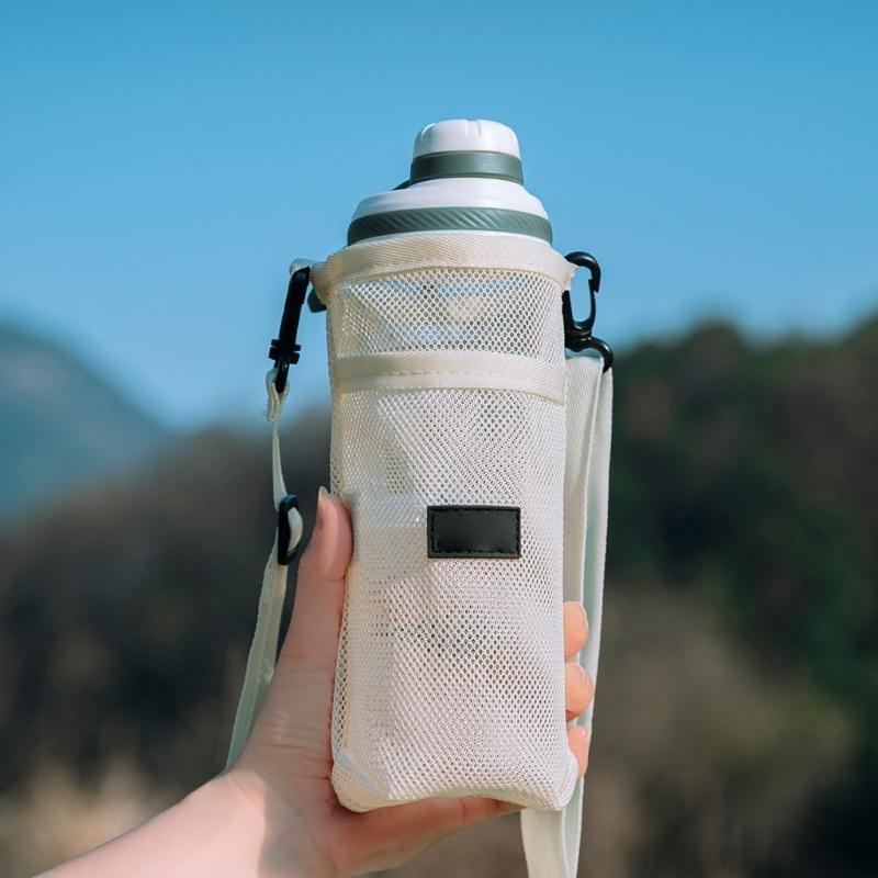 Meshes Water Bottle Holder Sleeve Water Bottle Carriers Bag for Clear Hydrations Monitoring Zippers Access Oxford Fabric