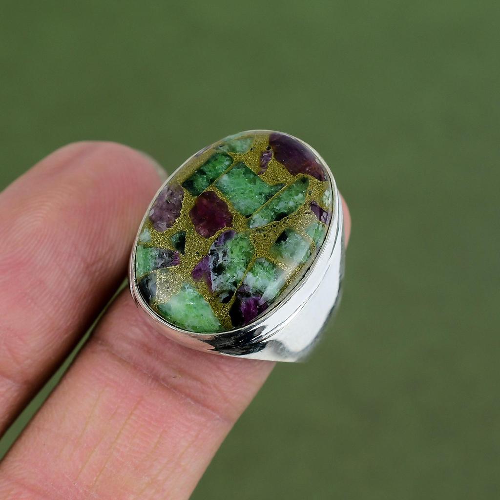 Kupfer Rubin Zoisit Ring 925 Sterling Silber Ring Edelsteinring Handgemachter Silberschmuck Geburtssteinring Hochzeitsgeschenke Erhältlich in Ringgröße