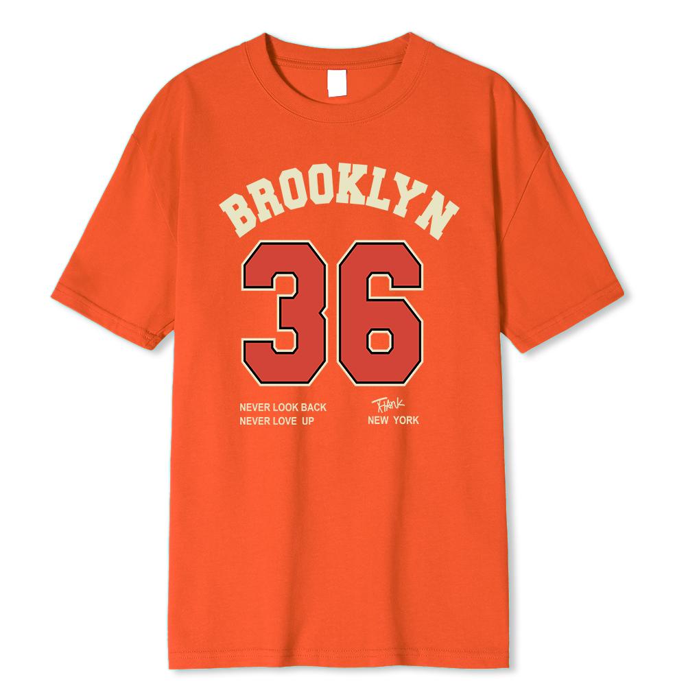 Brooklyn 36 Art Letter Retro Design Cartoons Printing Clothing Male Breathable Tshirt Loose T-Shirts Cotton Short Sleeve
