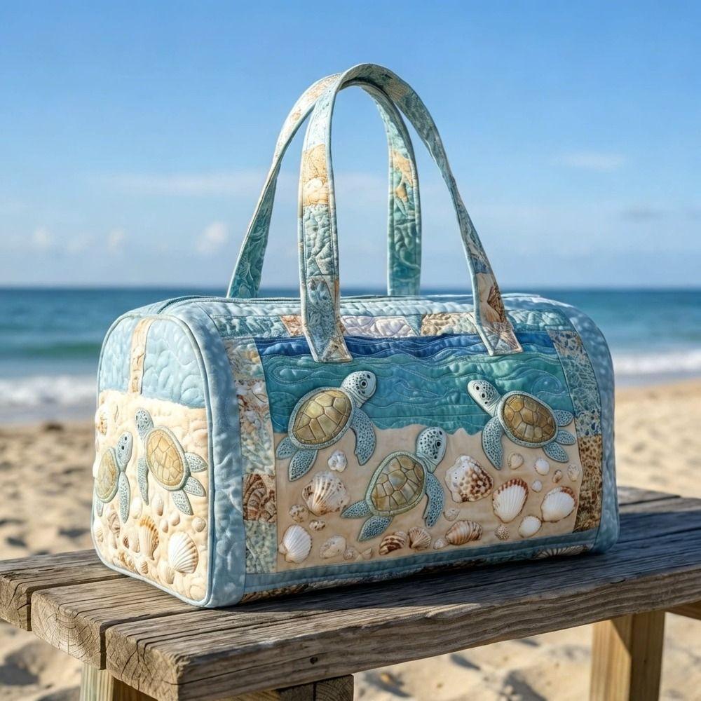 Shoulder Strap Quilted Duffle Bag Animals Pattern Large Capacity Travel Duffel Bag Tote Bags 3D Quilting Craft