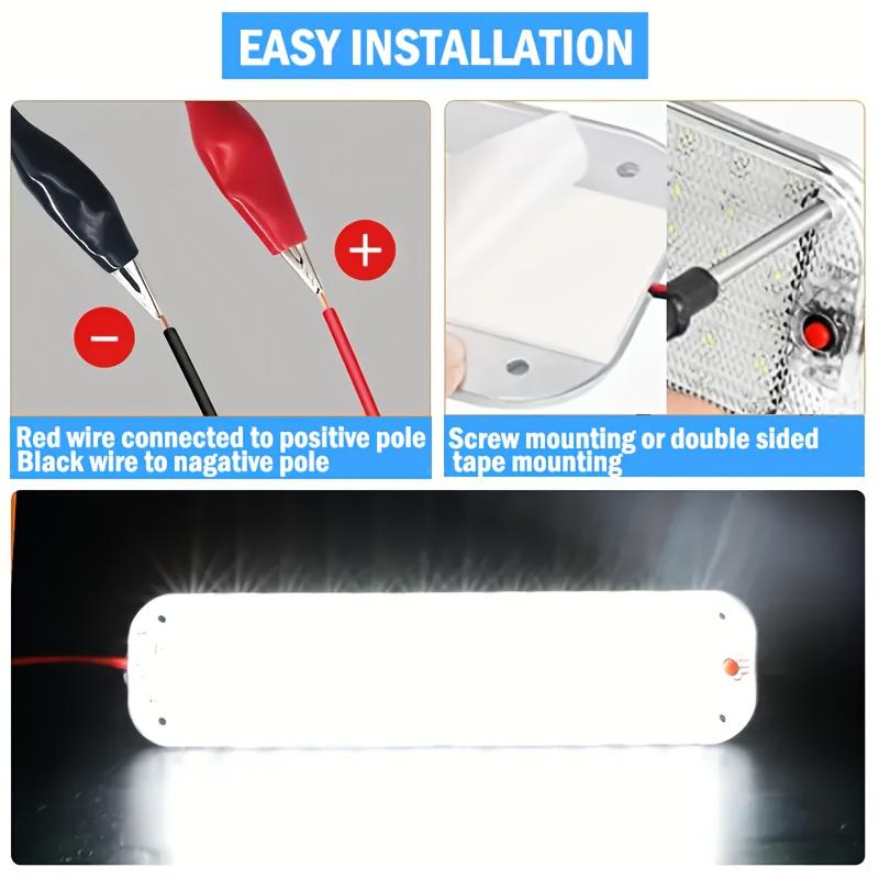 LED Interior Light Bar 12V Car Caravan RV Truck Camping White ON/OFF Switch