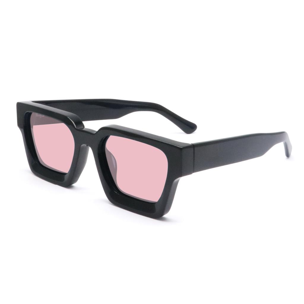 Luxury Vintage Black Square Oversize Sunglasses Acetate Polarized Custom Logo Thick Sun Glasses for Men Women Transparent