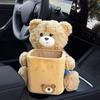 Car Tissue Box And Trash Can 2-in-1 Multifunctional Cute Plush Bear Auto Supplies Truck Trash Can For Home Desk Table Bedside