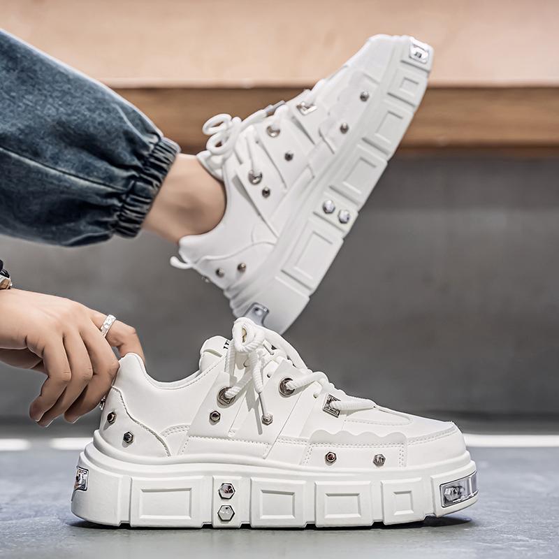 Herren Sportschuhe Punk Weiß Skateboard Schuhe Elevator Plateau Sneaker Student Lila Laufschuhe Übergröße