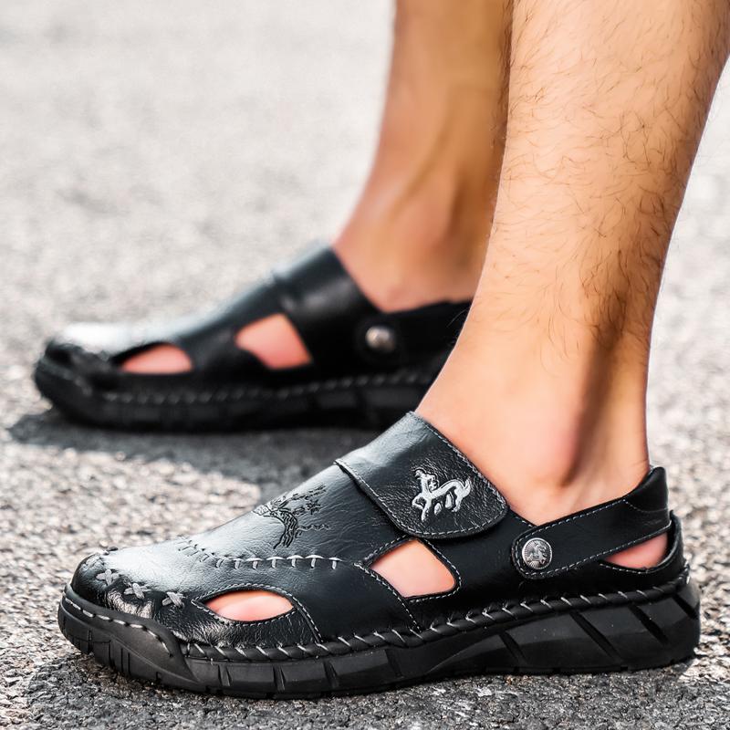 Summer Men's Leather Sandals Classic Roman Sandals Slipper Outdoor Sneaker Beach Rubber Flip Flops Men Water Trekking Sandals