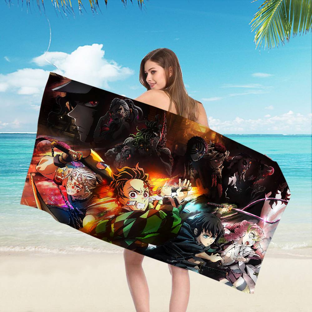 Demon Slayer Cartoon Beach Towel Cute Kawaii Room Decor Bath Girls Children Hand Towels For Bathroom Shower
