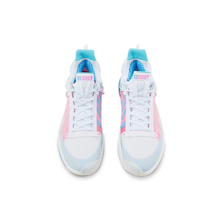 Li Ning Flash 7 Premium PE Daily Sports Versatile Wear Durable Breathable Low Top Basketball Shoes Men sneaker White Blue Pink ABAR017-C