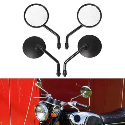 Oglinda retrovizoare modificată pentru scuter: Set de tije lungi și scurte, galvanizată neagră, oglindă rotundă mică