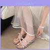 French Fairy Style Butterfly Knot Flat Sandals With Rubber Sole For Summer Beach Wear