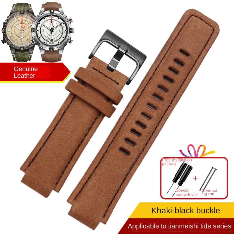 Sports canvas Watchband cowhide bottom For TIMEX T2N720 T2N721 TW2R55500 24*16mm Army green brown Men's Watch Strap Bracelet