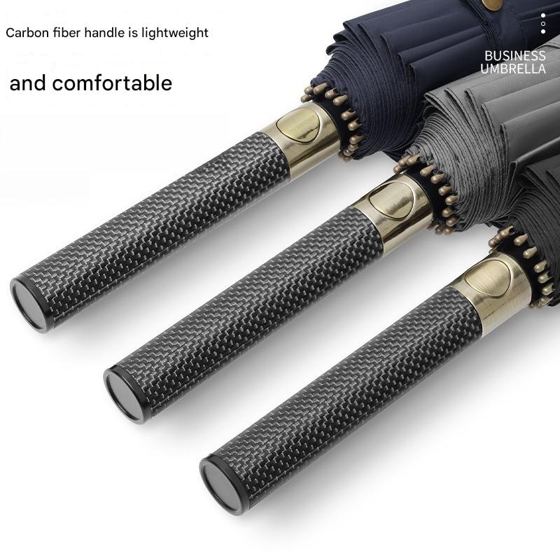 High-end Carbon Fiber Long Handle Umbrella Automatic Enlarged Thickened Storm-resistant Business Advertising Golf Umbrella