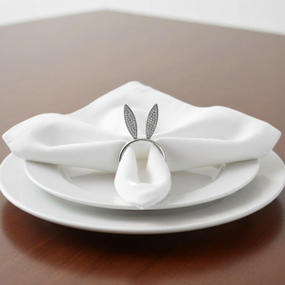 6 Piece -inlaid Easter Rabbit Head Napkin Ring Zinc Zinc Alloy Decorative Napkin Ring  Banquet