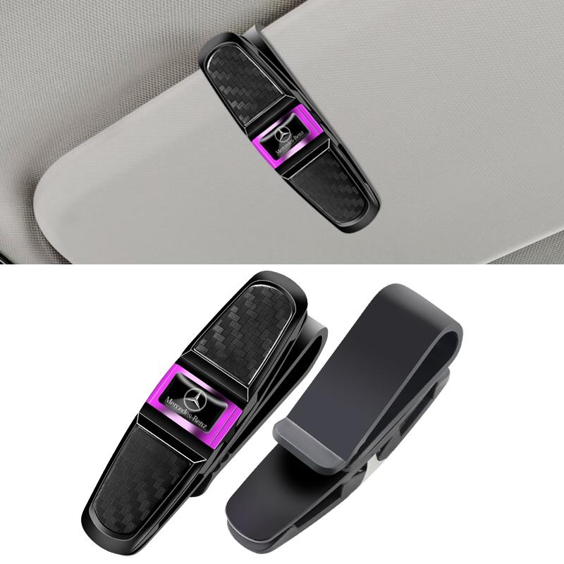ZQE1  Car Sun Visor Clip 360 Rotation Sunglasses Ticket Card Clamp For Mercedes Benz AMG W205 C300 W203 W206 W108 W124 W126 W140 W168