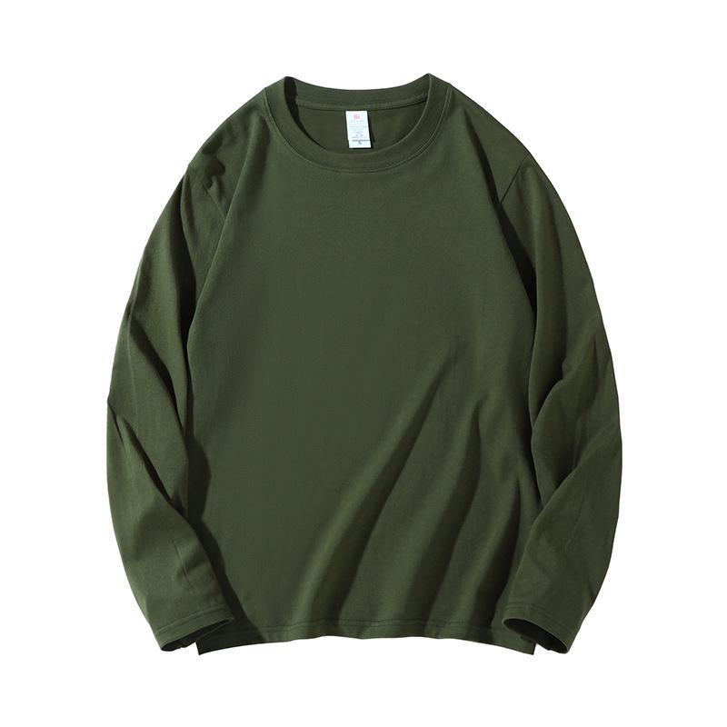 Men's Heavyweight 220g Cotton Long Sleeve Crew Neck T-Shirt, Available In 24 Solid Colors