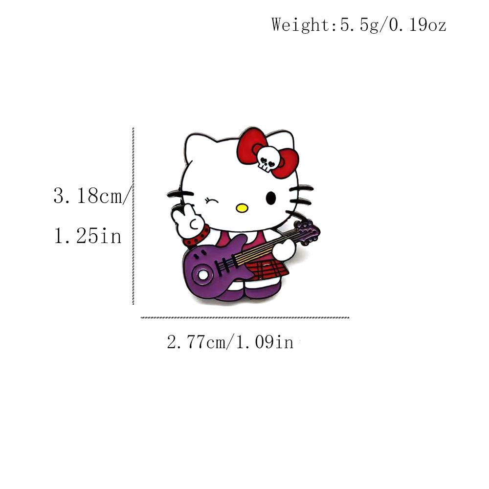 Adorable Sanrio KT Cat Cartoon Brooch - Metal Badge with Cute Alloy Drip Glaze Pin