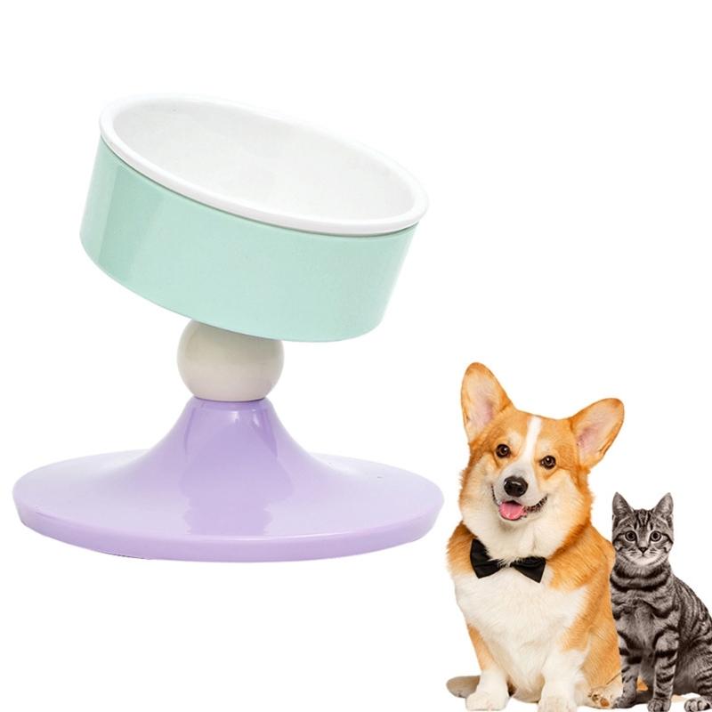 Elevated Cats Food Dish Adjusting Angled Ceramic Pet Bowl AntiSlip Design Food Feeders Bowl For Small Breeds Cats Indoor