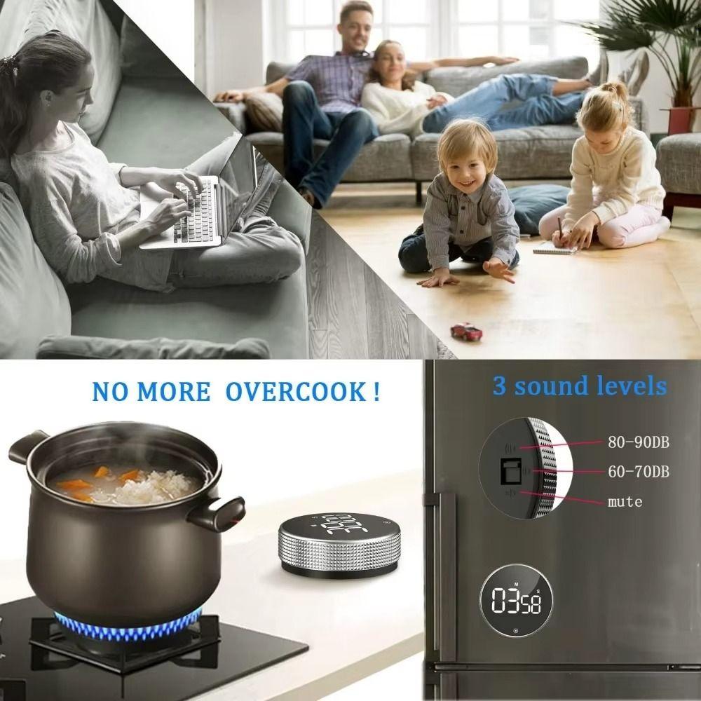 Countdown Function Magnetic Kitchen Timer Large LED Display Mechanical Timer  Fitness