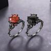 Hot Geometry Zircon Skull Head Heart Ring Unique Fashion Versatile Gothic Personality Dark Couple Jewelry Gift