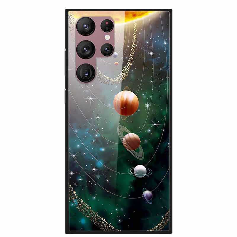 For Samsung Galaxy S22 Ultra 5G Phone Case Tempered Glass Back Cover Hard Case For Samsung  S22 Plus S 22 Capa Shell Funda Coque