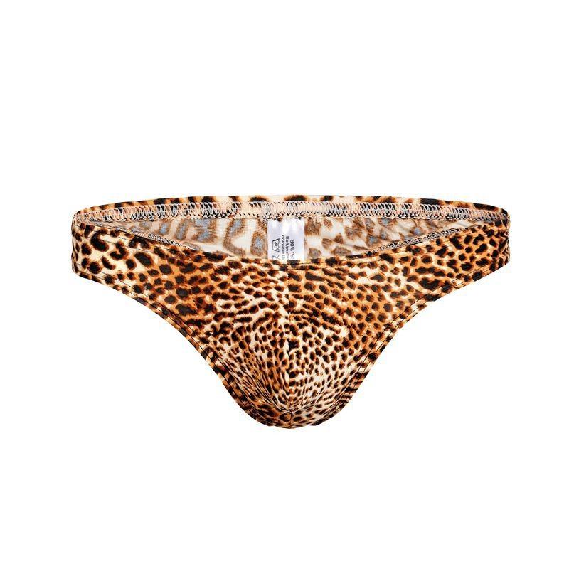 Men's Leopard Print Sexy Panties Thong Stimulated Pocket T Pants Narrow Edge Pants Sex Men's Pants B205
