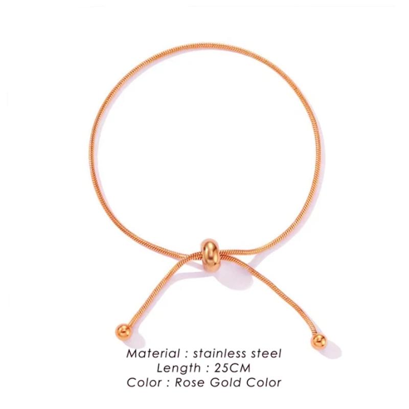 

Корейский регулируемый браслет из нержавеющей стали для женщин, девочек, мужчин, высококачественный дизайн, золотой цвет, ювелирные изделия в виде змеиной цепи розового золота