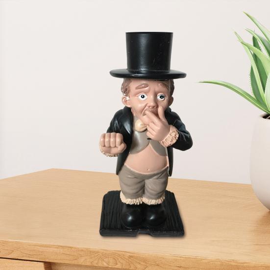 Gentleman Shape Tissue Rack Decorative Functional Toilet Paper Stand Storage Display Sculpture Resin Garden Ornament