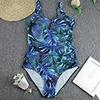 Leaf Print V-Neck Plus Size One-Piece Swimsuit (M-XXL)