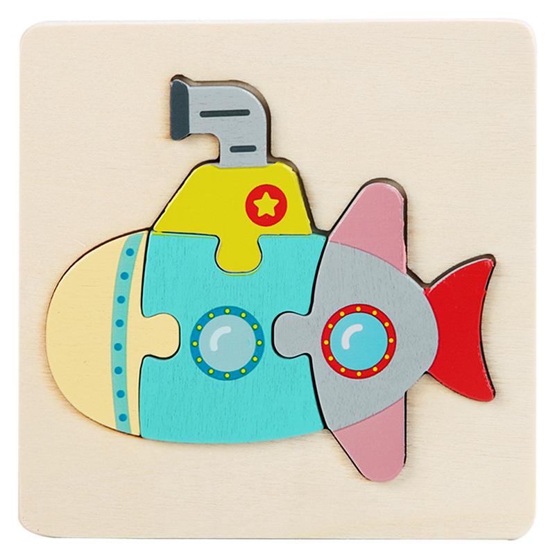 3D Wooden Animal & Vehicle Puzzle Blocks - Educational Hand-Grasp Board for Kids