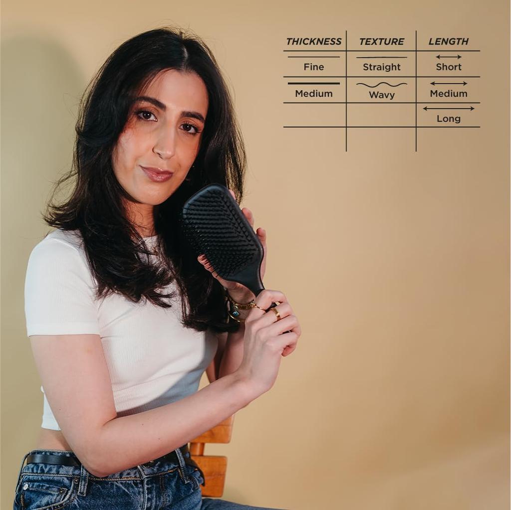 Denman Veľká vankúšová kefa na vlasy s lopatkou na fénovanie, rozčesávanie, pohodlné vyrovnávanie, vyhladzovanie pre ženy a D83 (čierna) & - Styling, Muži,